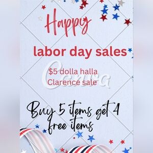 $5 dolla halla Labor day sale buy 5 items Get 4 free items throughout September